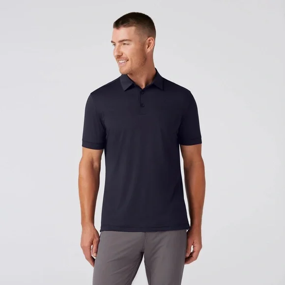 Mizzen + Main Men’s Versa Short-Sleeve Performance Polo Navy Large Trim Golf - Picture 1 of 16